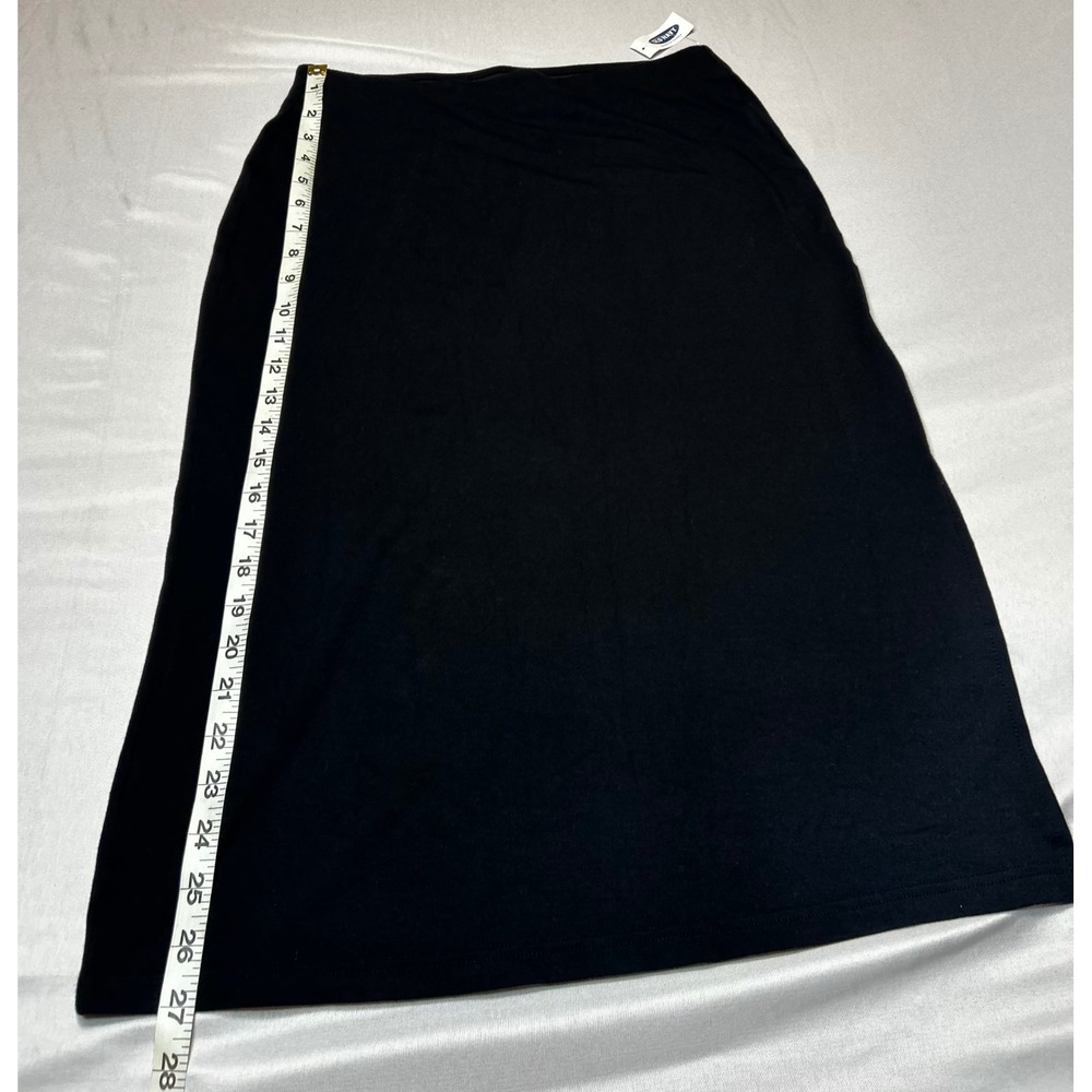 Old Navy Womens Black Midi Skirt Elastic Waist Jersey Knit Small Petite NWT